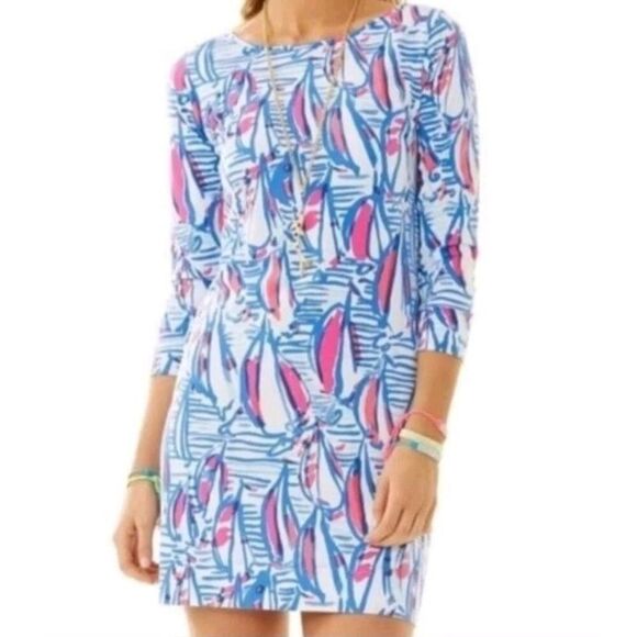 Lilly Pulitzer Dress Size XS Multicolor Pima Cotton Sailing Boats Mini Beach - Picture 1 of 2